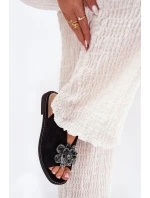 Dámské Sandály Na Plochém Podpatku S Ozdobou S.Barski KV27-001 Černé Dámské Sandály Na Plochém Podpatku S Ozdobou S.Barski KV27-001 Černé