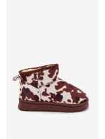 Dětské/juniorská sněhule zateplené kožíškem Mireya – bílo-hnědé