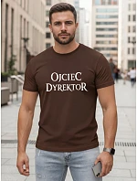 Pánské klasické tričko s nápisy bavlna hnědá FashionStreet NX5144R Pánské klasické tričko s nápisy bavlna hnědá FashionStreet NX5144R