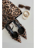 Lodičky s odhaleným patou a pásky leopardí hnědé Ravira