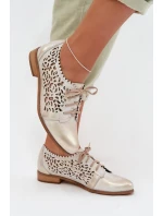 Kožené síťované dámské polobotky Zazoo 3195 zlaté