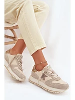 Kožené Semišové Dámské Tenisky Na Platformě Kobbo 100103 Béžové