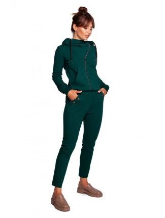 B243 Kalhoty s rovnou nohavicí a oky - tmavě zelené B243 Kalhoty s rovnou nohavicí a oky - tmavě zelené