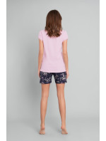 Dámské pyžamo Celestina, krátký rukáv, krátké nohavice - růžová/potisk