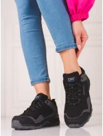 Módní černé dámské trekingové boty bez podpatku Módní černé dámské trekingové boty bez podpatku