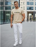 Pánské bavlněné tričko se streetwearovým potiskem béžové FashionStreet NX0145R Pánské bavlněné tričko se streetwearovým potiskem béžové FashionStreet NX0145R