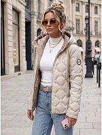 Dámská prošívaná přechodová bunda s kapucí, světle šedá, FashionStreet TY5884