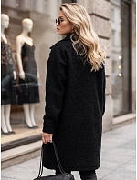 Dlouhý dámský kabát z ovčí kůže, černý, FashionStreet NY0801 Dlouhý dámský kabát z ovčí kůže, černý, FashionStreet NY0801