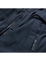 Tmavě modrá dámská zimní bunda z různých spojených materiálů (7708)