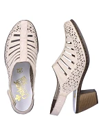 Kožené sandály na podpatku Rieker W RKR49B beige