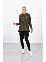 Mikina moro s dlouhými zády khaki+zelená Mikina moro s dlouhými zády khaki+zelená