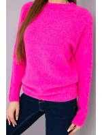 Svetr dámský z baby alpaky s dlouhým rukávem neonově růžový