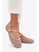 Zdobené Dámské Baletky S Páskem A Přezkou Béžové Avirae