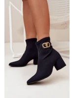Dámské Botky Na Podpatku Se Zlatým Detalem Zazoo 3128 Černé