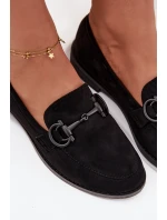 Dámské mokasyny s ozdobným detailem eco semiš černé Ambria