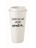 RÁNO NA MĚ VÁŽNĚ NEMLUV. - bílý termohrnek 475 ml RÁNO NA MĚ VÁŽNĚ NEMLUV. - bílý termohrnek 475 ml