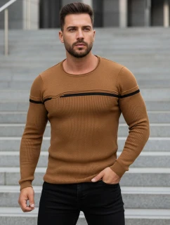 Pánský svetr přes hlavu ve velbloudí barvě FashionStreet WX1625