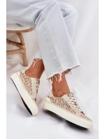 Nízké dámské tenisky s leopardím potiskem Lee Cooper LCW-25-02-3330L béžové