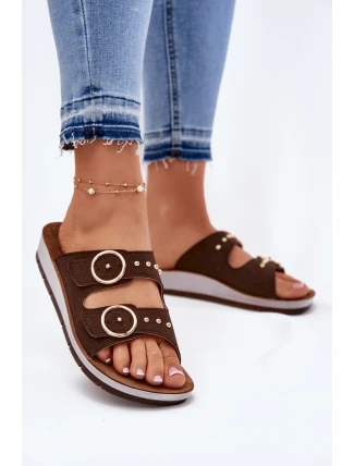 Pohodlné dámské pantofle Inblu CP000054 hnědé