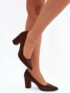 Lodičky z eko semiše na jehlovém podpatku Sergio Leone PB414 čokoládové