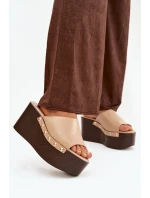 Dámské nazouváky na platformě s nýty béžové Mareline