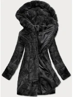 Černá dámská bunda - kožíšek s kapucí (br9746-1) Černá dámská bunda - kožíšek s kapucí (br9746-1)