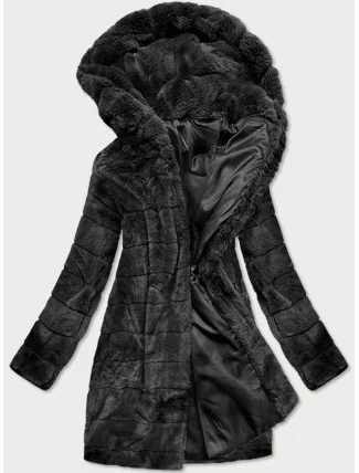 Černá dámská bunda - kožíšek s kapucí (br9746-1) Černá dámská bunda - kožíšek s kapucí (br9746-1)