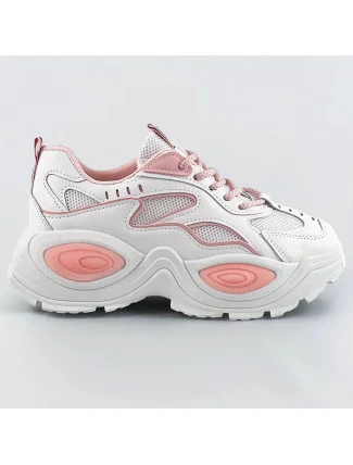 Bílo-růžové dámské sportovní boty s vysokou podrážkou (RA15) Bílo-růžové dámské sportovní boty s vysokou podrážkou (RA15)