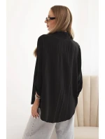 Dámská košile s viskózou, ozdobnými knoflíky a límečkem černá