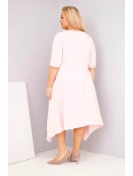 Dámská bavlněná sukýnka Plus Size s asymetrickým lemem pudrově růžová