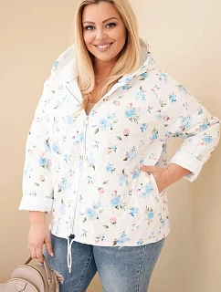 Dámská jarní bunda Plus Size s drobným květinovým vzorem modrá