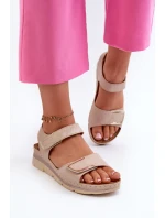Dámské sandály na suchý zip béžové Risanni