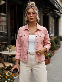Dámská růžová džínová bunda TY5597 růžová - FashionStreet
