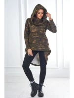 Mikina moro s dlouhými zády khaki+zelená Mikina moro s dlouhými zády khaki+zelená