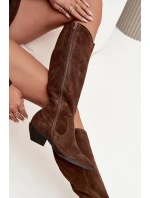 Kozaki Kovábojky Z Přírodního Semiše Vyhřívané Zazoo 4225 Hnědé