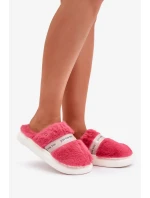 Futrzane Pantofle S Ozdobným Páskem Růžové Savalithea