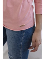 Dámská blůza s lodičkovým výstřihem meruňková Dámská blůza s lodičkovým výstřihem meruňková