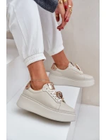 Dámské Kožené Tenisky CheBello 4411 Světle Béžové