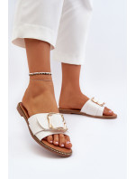Dámské pantofle s páskem a přezkou, bílá Opahiri