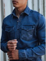 Pánská modrá džínová košile FashionStreet DX2589 Pánská modrá džínová košile FashionStreet DX2589