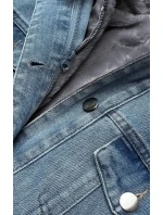 Světle modro-šedá dámská džínová bunda s kožešinovou odepínací podšívkou (br9588-5009)