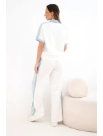 Dámský komplet máslový s polo mikinou a širokými kalhotami tmavě mátová