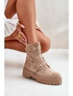 Zateplené dámské boty se sponami béžové Tiaeliana