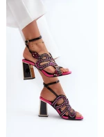 Zdobené dámské sandály na vysokém podpatku D&A Black Zdobené dámské sandály na vysokém podpatku D&A Black