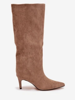 Dámské nazouvací kozačky na jehlovém podpatku Olivienne – béžové