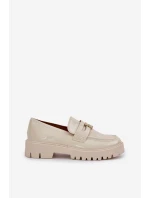 Lakované dámské mokasíny s ozdobnou hračkou medvěd béžové Wulinea