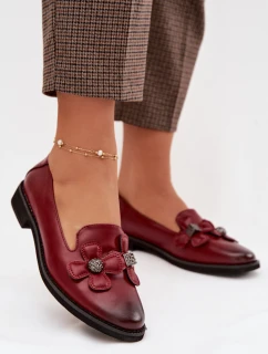 Dámské polobotky na plochém podpatku s ozdobnými květinami Bordó Tavillette