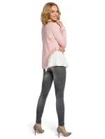 M333 Asymetrická vrstvená halenka - pudrová