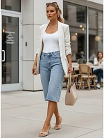 Dámské džínové bermudy s vysokým pasem modré FashionStreet SY0491