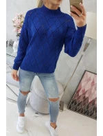 Poloviční rolák s kosočtvercovým vzorem chrpově modrý